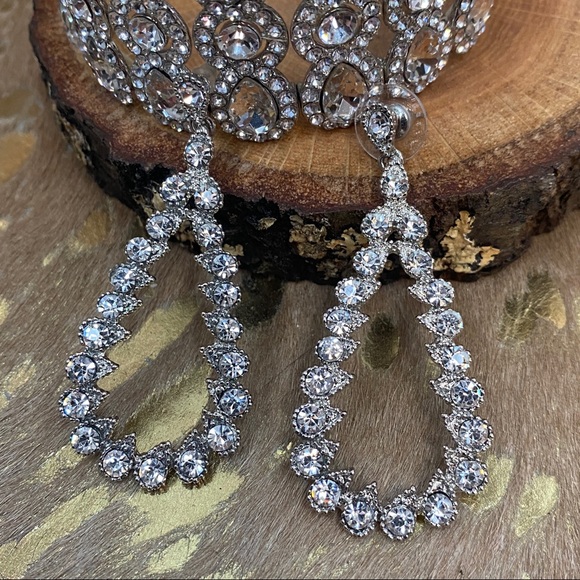 Jewelry - Rhinestone Teardrop Dangle Hoop Earrings